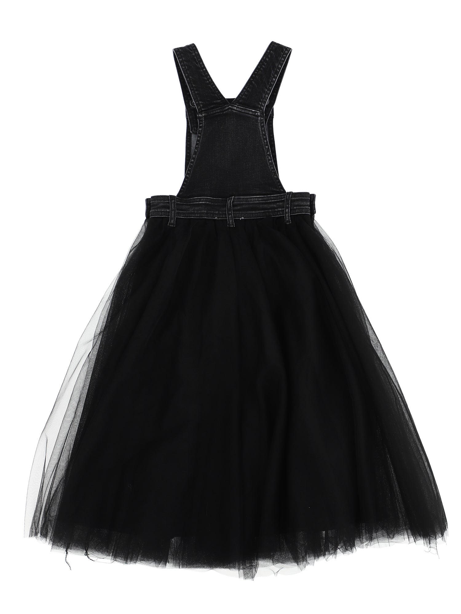 Girls | Denim And Tulle Overalls | Black
