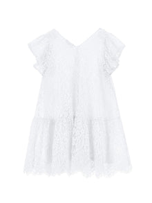 Girls | Low Waist Lace Dress | White