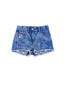 Girls | Jeans Shorts With Sails | Stone Denim Blue