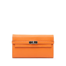 Hermes | Pre-Owned Chevre Mysore Kelly Longue Wallet | Orange