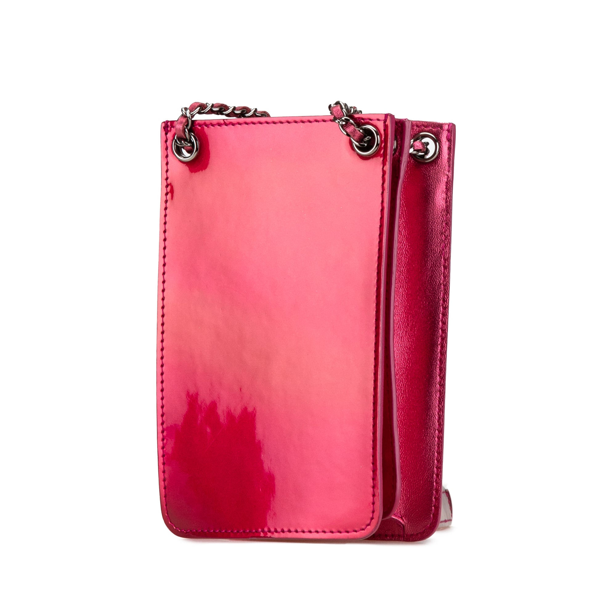Chanel | Pre-Owned CC Patent Phone Holder Crossbody | Pink/Dark Pink