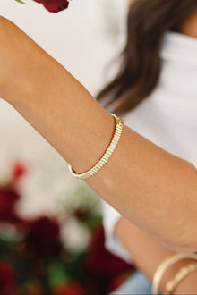 Sweetheart Cuff Bracelet | Clear Crystal | 14K Gold Plated