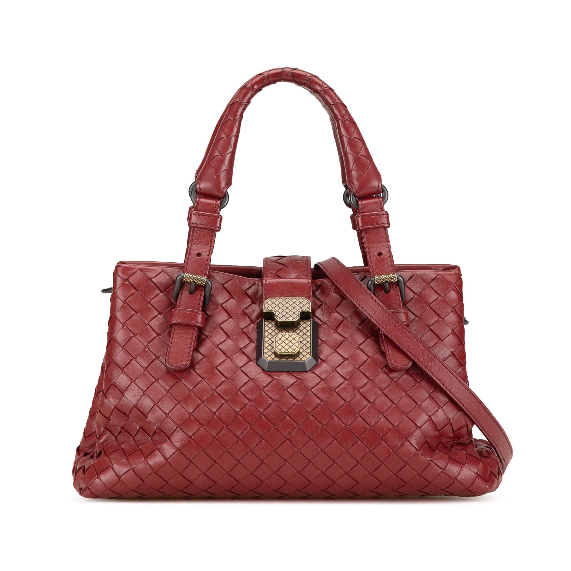 Bottega Veneta | Pre-Owned Mini Nappa Intrecciato Roma Satchel | Red