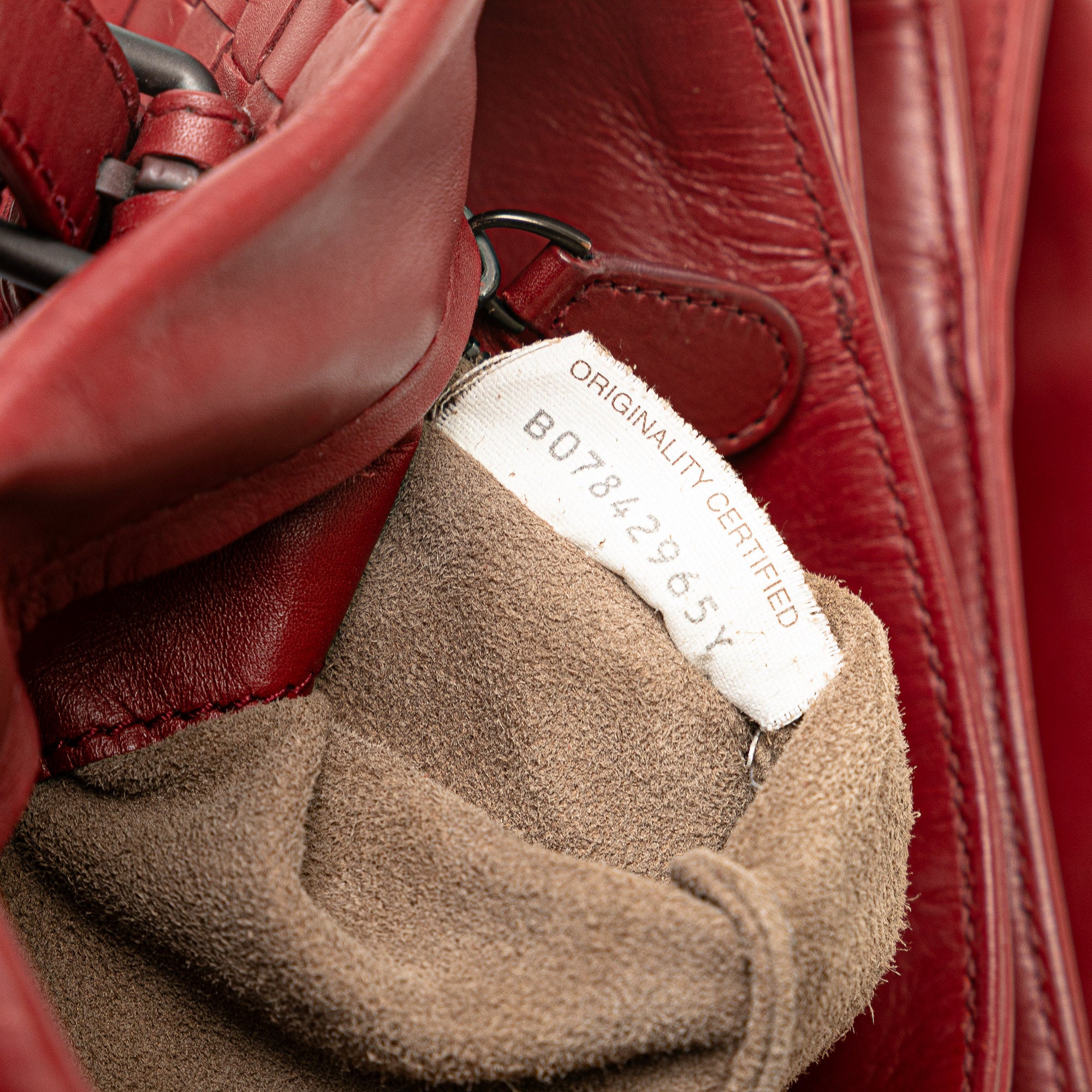 Bottega Veneta | Pre-Owned Mini Nappa Intrecciato Roma Satchel | Red
