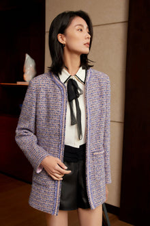 Tweed Parisian-Style Coat | Purple