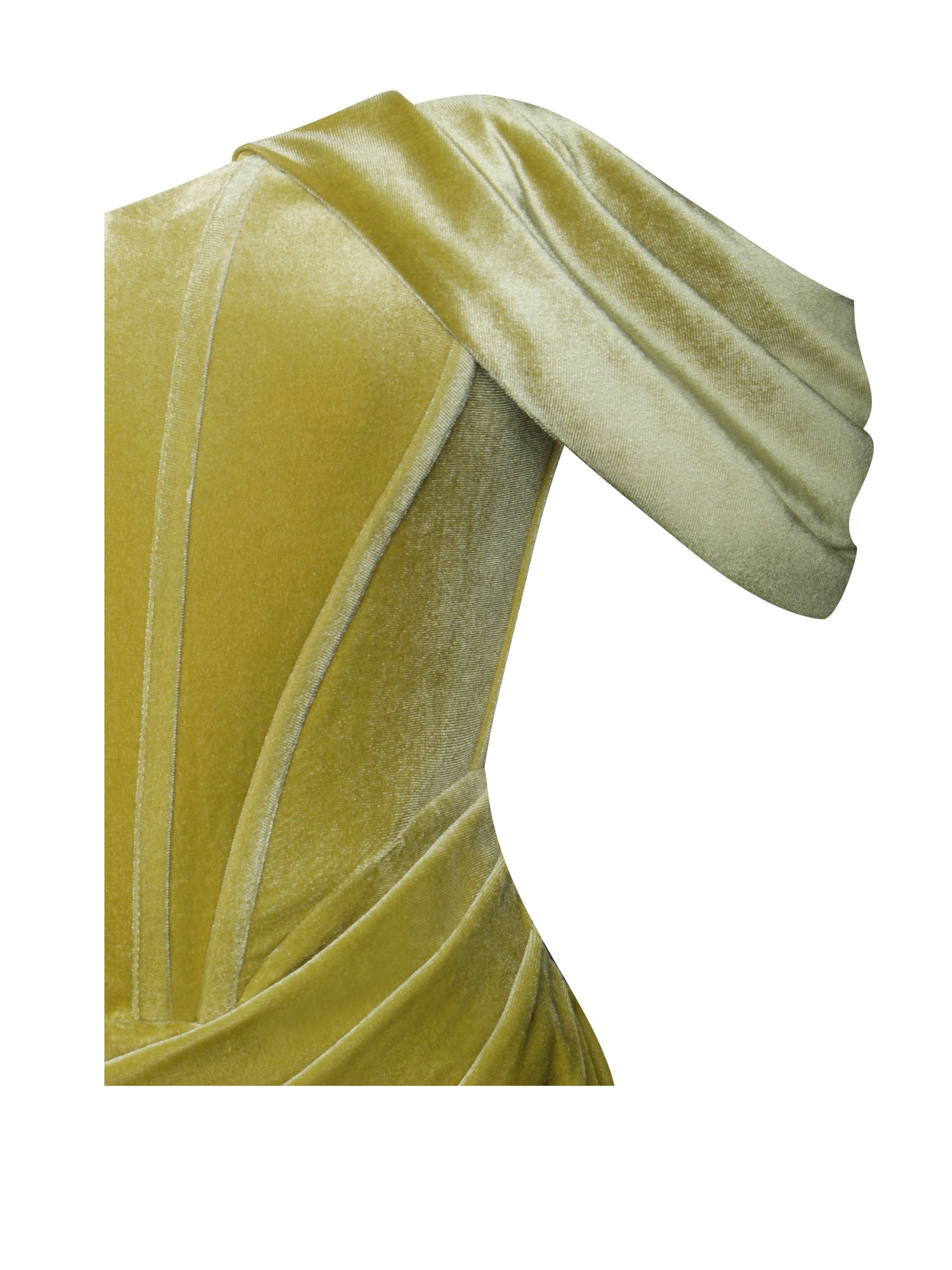 Omaria Velvet Off Shoulder Corset Dress | Gold