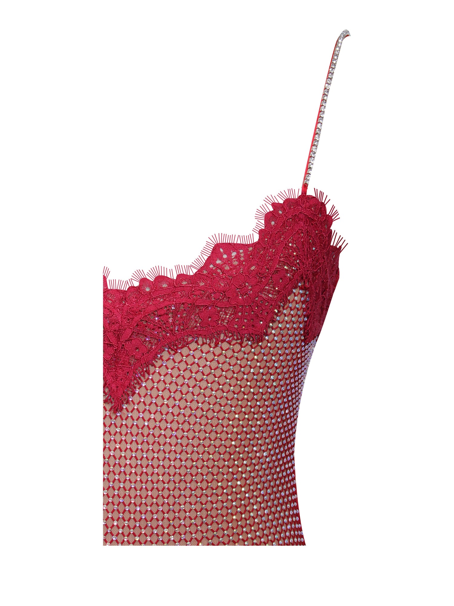 Remi Mesh Rhinestone Lace Mini Dress | Burgundy