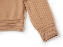 Cashmere Chimney Collar Pleated Knit Top | Camel