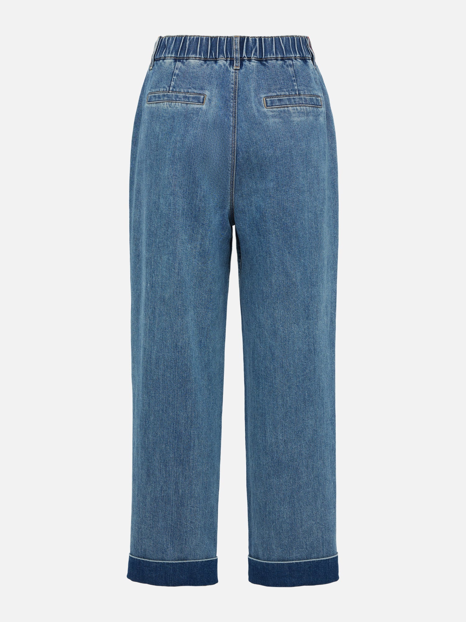 Rolled Hem Straight-Leg Jeans | Blue