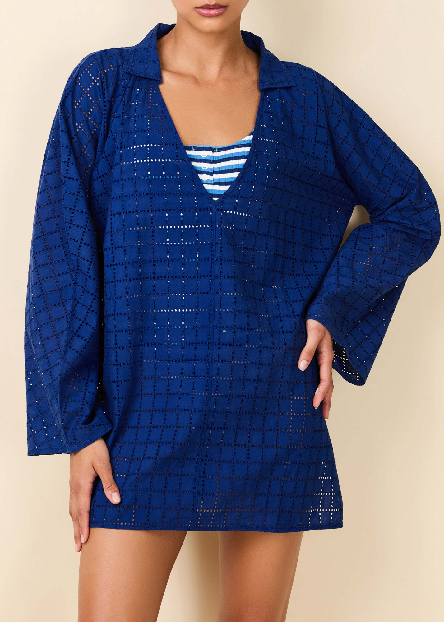 Womens | Alba Tunic Grid Eyelet | Maritime Navy
