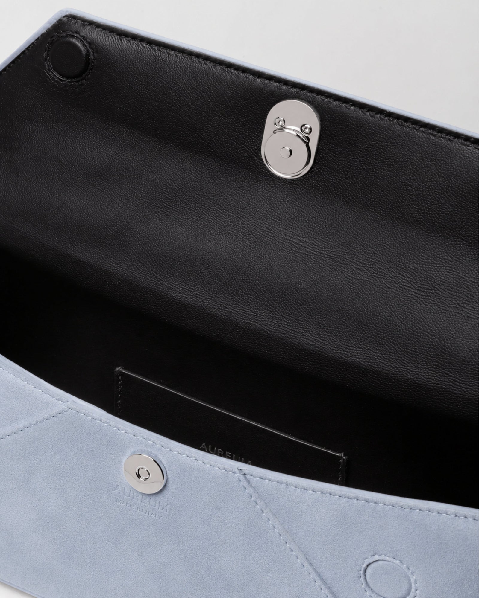 Cassandra Clutch | Light Blue Suede