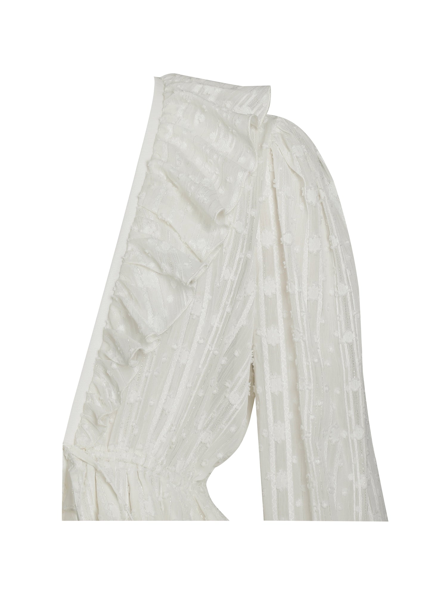 Safiya Jacquard Chiffon Long Sleeve Maxi Dress | White