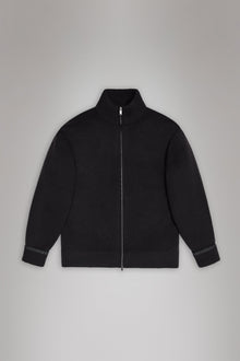 RAINS Sowa Knit Zip Cardigan Black Long Sleeve