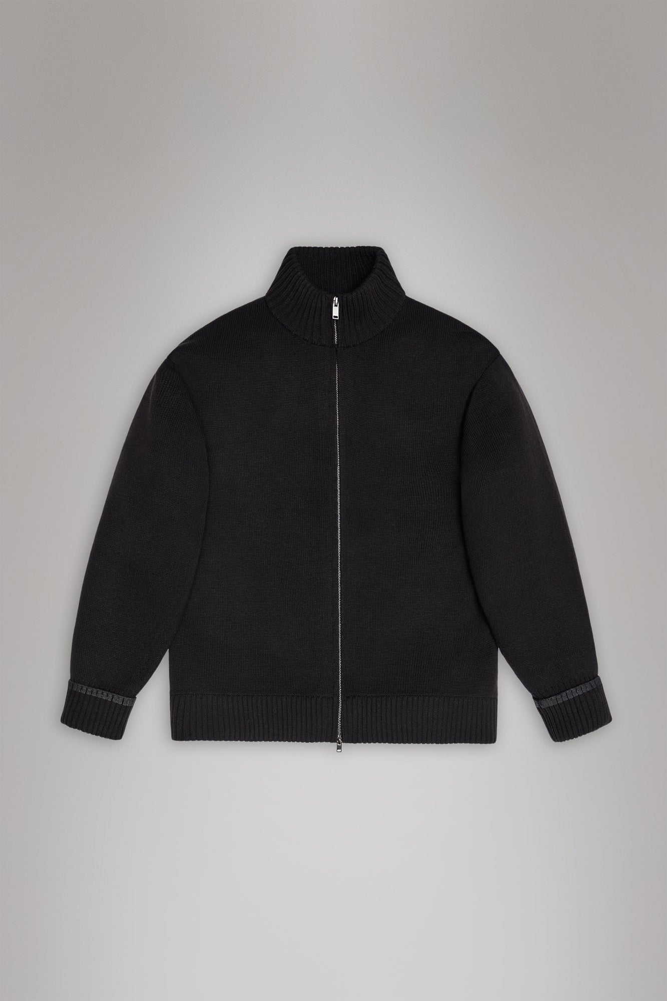 RAINS Sowa Knit Zip Cardigan Black Long Sleeve