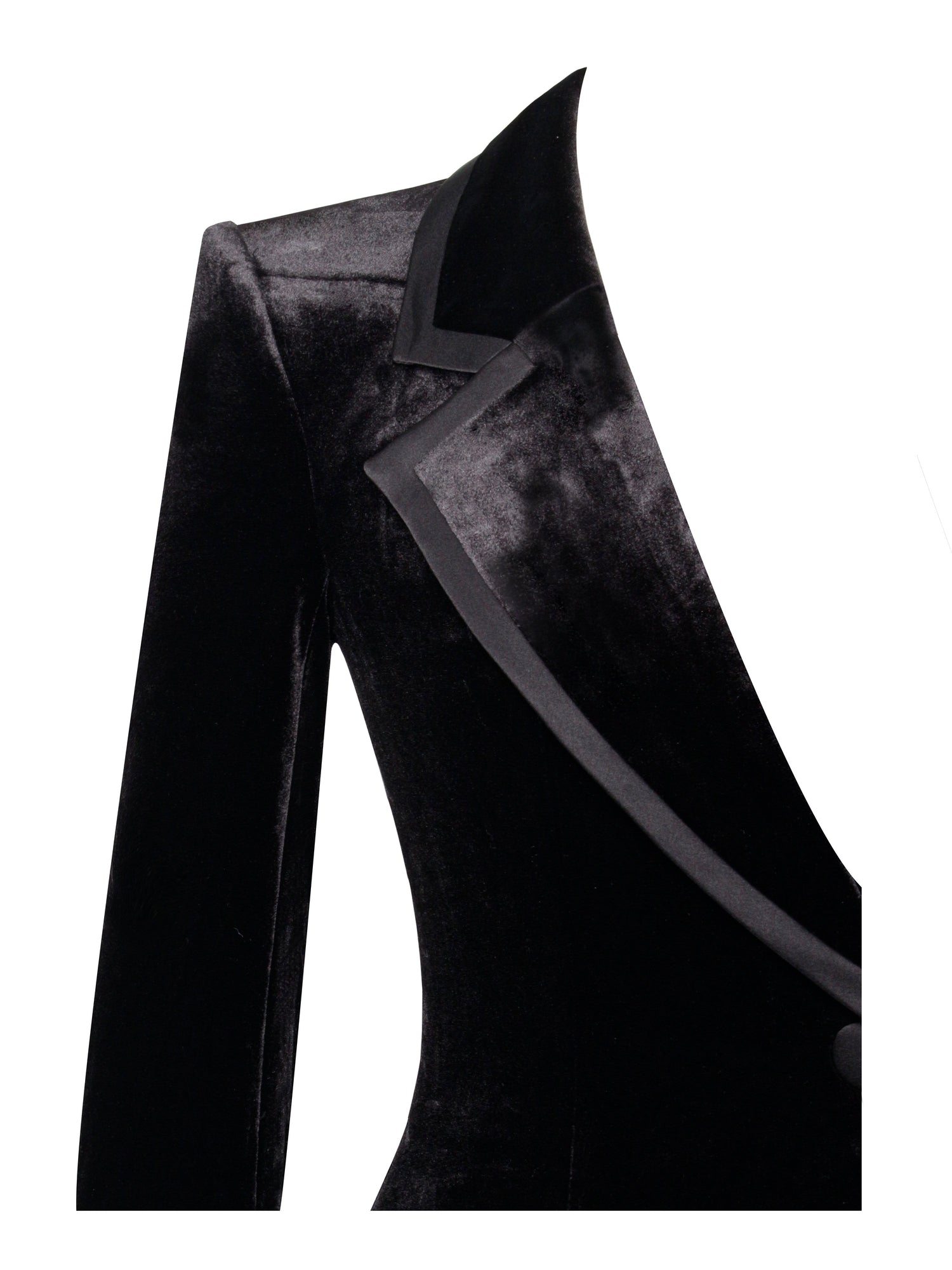 Willow Velvet High Slit Blazer Gown | Black