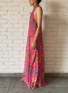 Viscose Long Dress | Pink Floral