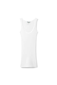 Women | Vintage Scoop Neck Extra Long Tank | White