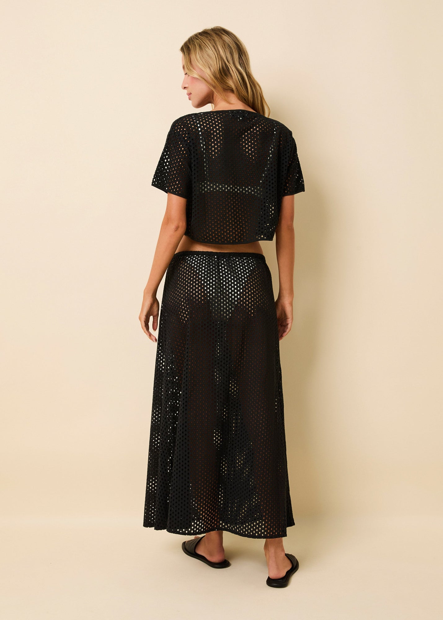 Womens | Shannon Tie Top Baby Eyelet | Noir