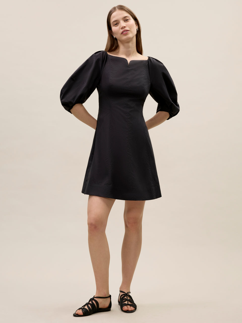 Isla Poplin Mini Dress | Black