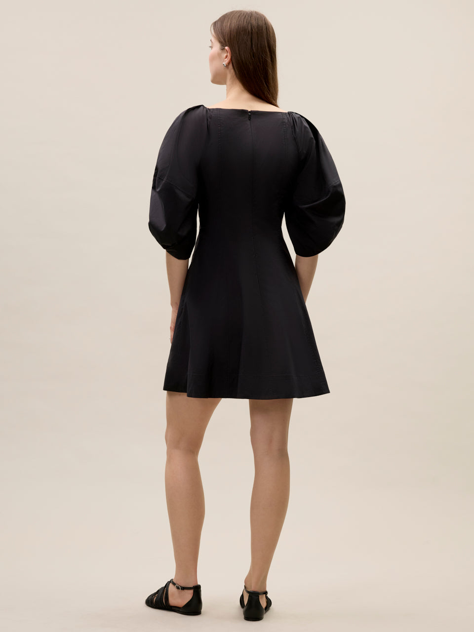 Isla Poplin Mini Dress | Black