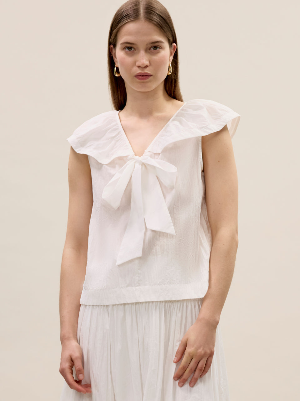 Marietta Crinkle Top | Milk
