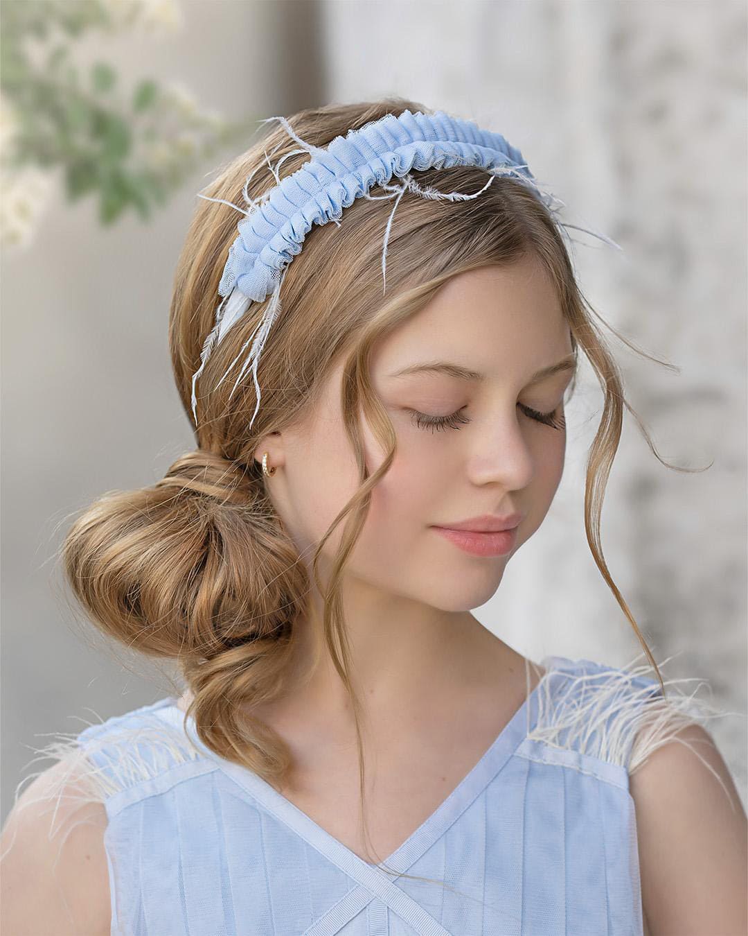 Girl | Skylar Tulle Ruffle Headband | Blue