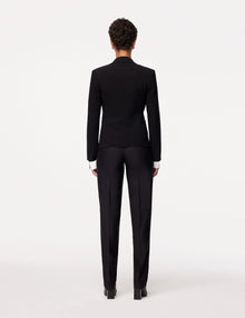 Another Tomorrow Doppio Cropped Blazer in Black – Wool Women's Jacket
