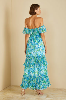 Amur | Pia Pleated Midi Dress | Garden Blues