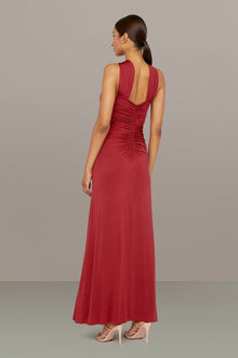 Amur | Mena Halter Jersey Dress | Vivid Auburn