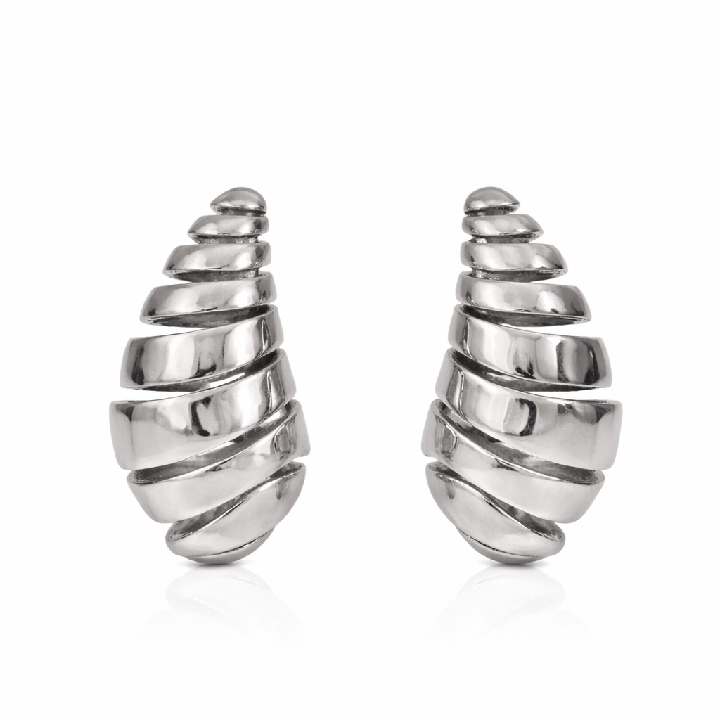 Pludo Spiral Earrings | High-Polish Silver