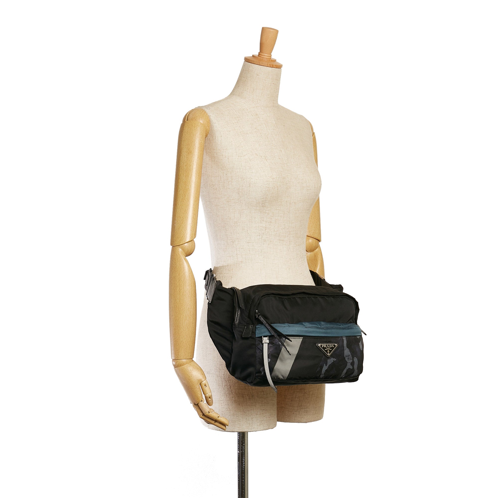 Prada | Pre-Owned Tessuto Camouflage Belt Bag | Black