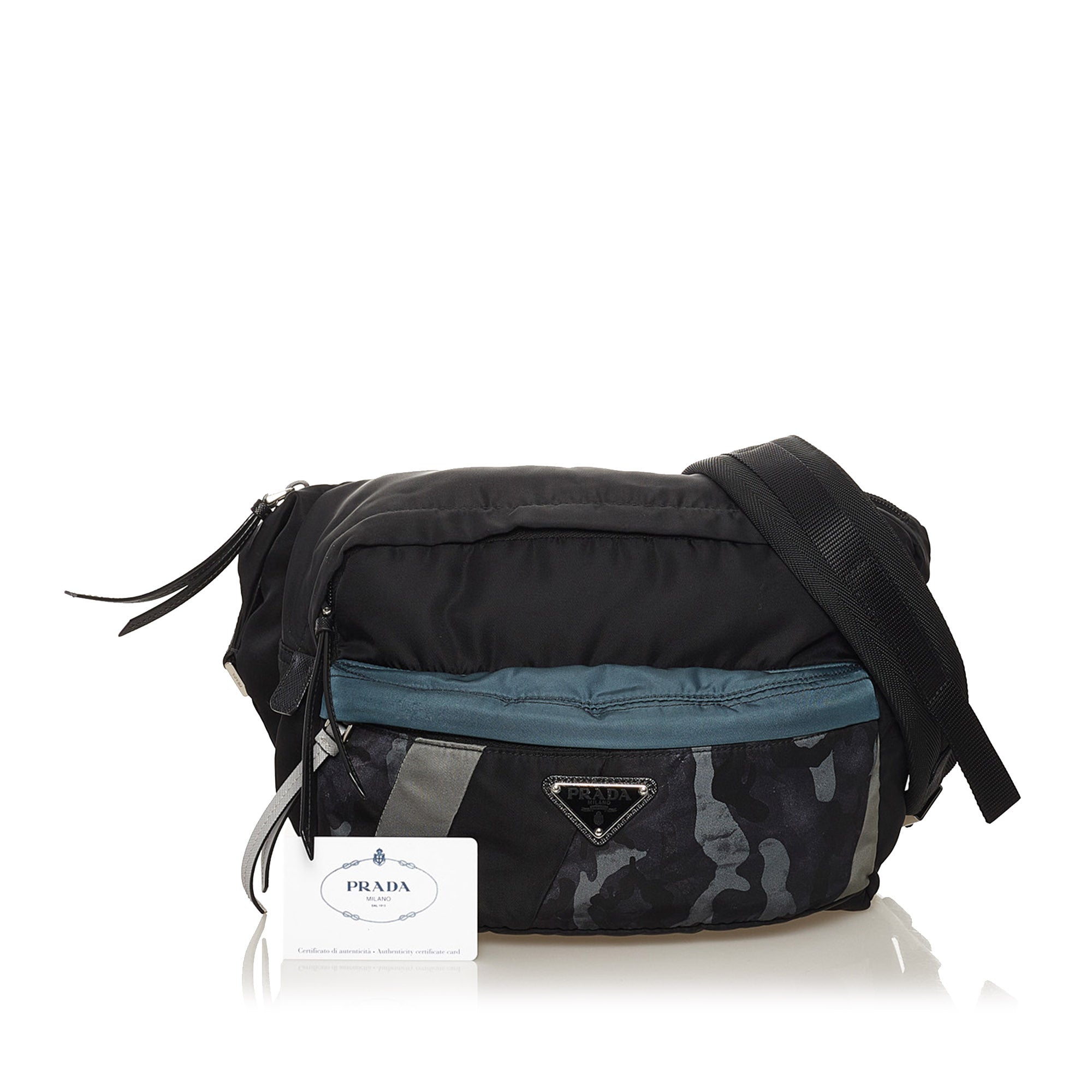 Prada | Pre-Owned Tessuto Camouflage Belt Bag | Black