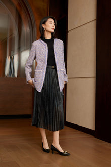 Pleated Gauze Midi Skirt | Black