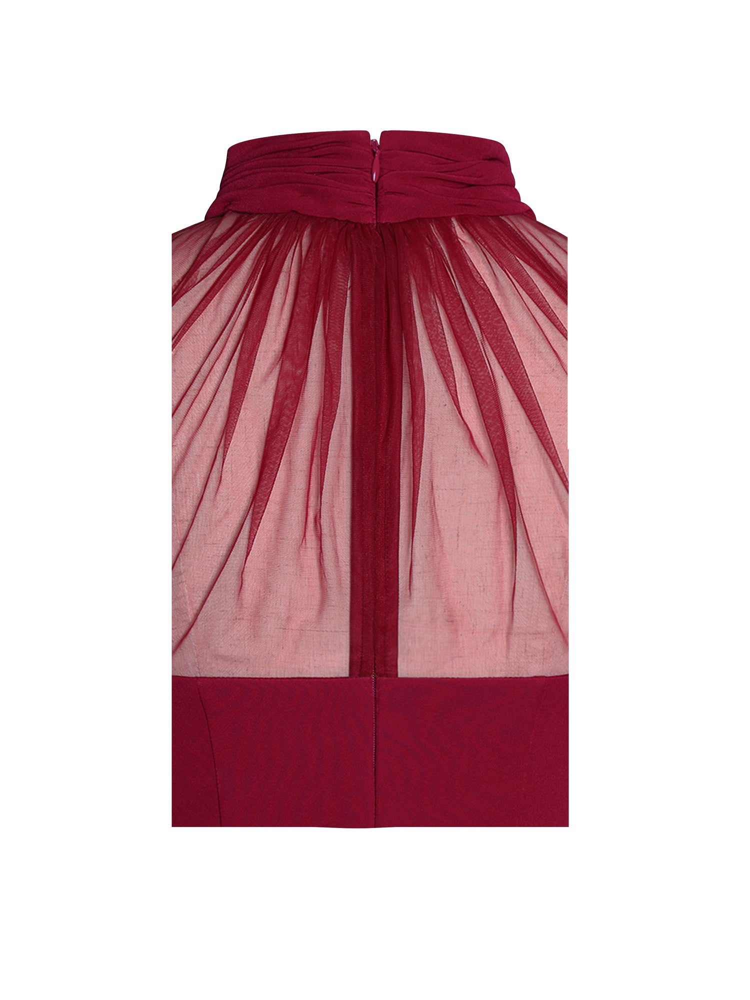 Tabitha Mesh Lantern Sleeve Mini Dress | Burgundy