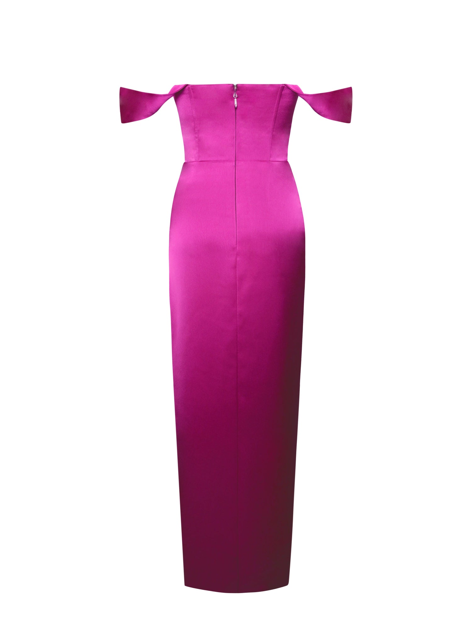Zarah High Slit Corset Satin Dress | Fuchsia