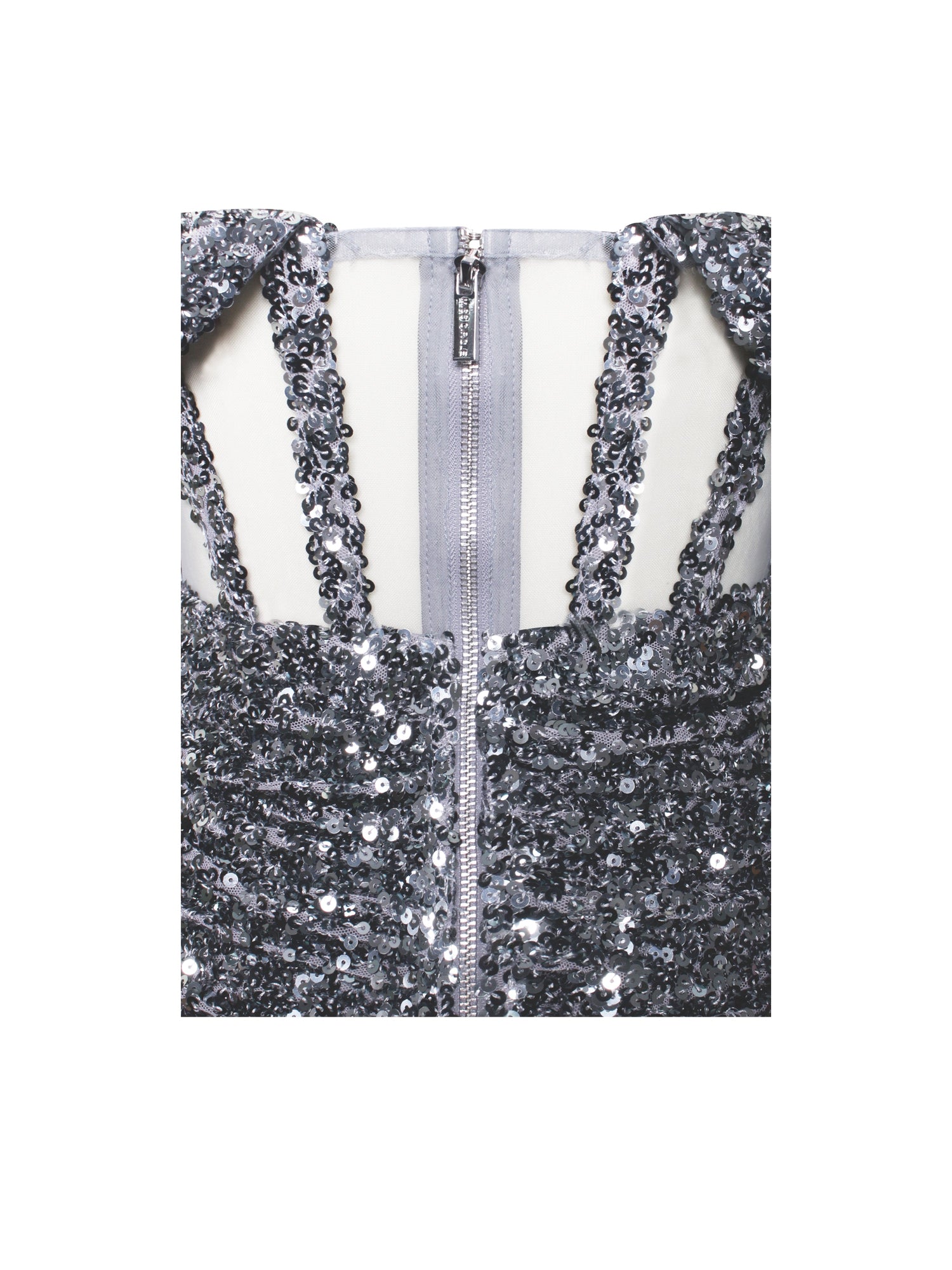 Weston Sequin Off Shoulder Corset Dress | Silver