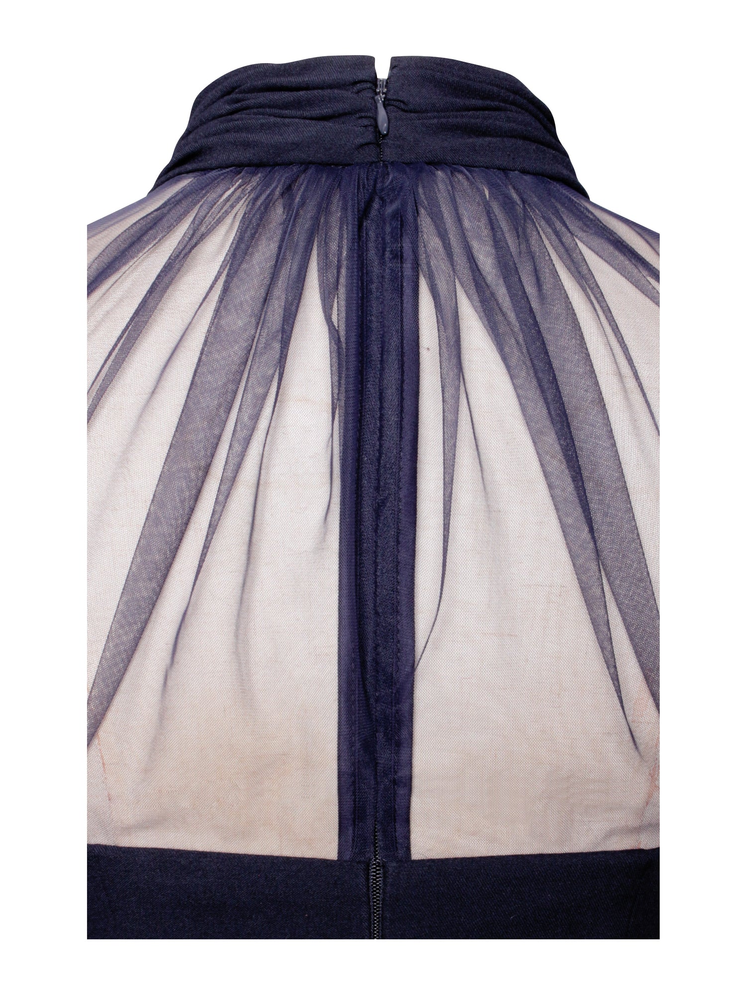 Tabitha Mesh Lantern Sleeve Mini Dress | Navy Blue