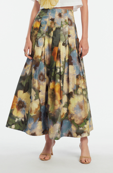 Floral Printed Cotton Full Skirt | Cactus Multi