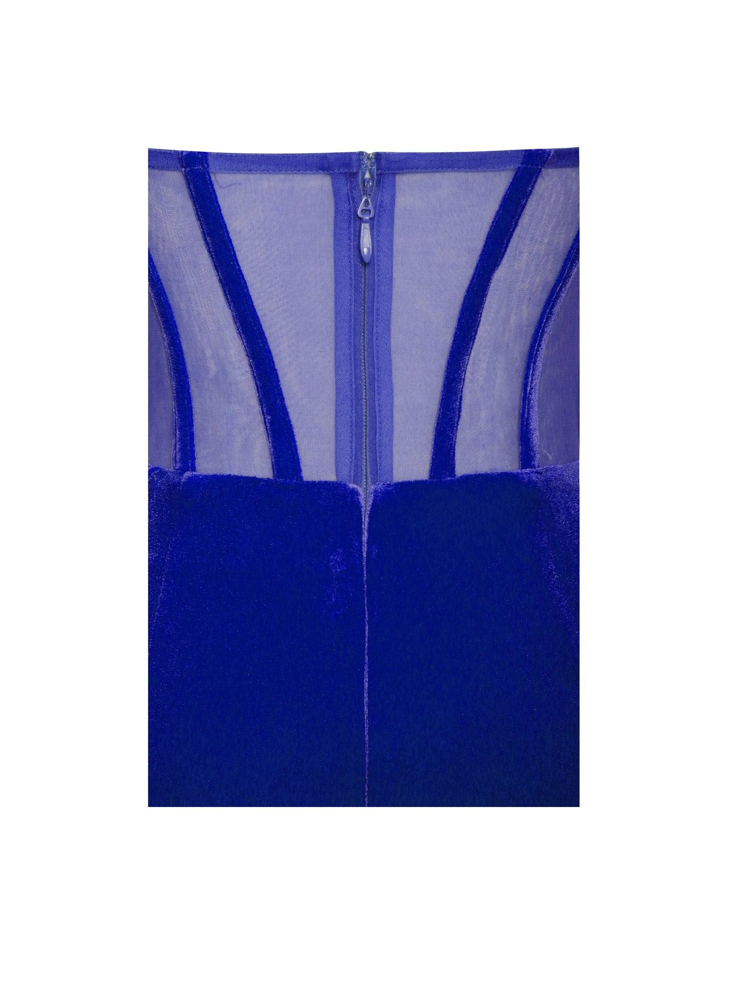 Priya Draping Corset High Slit Velvet Gown | Royal Blue