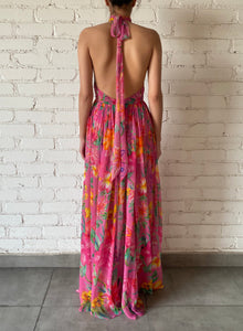 Viscose Long Dress | Pink Floral