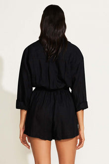 The Getaway Romper | Black EcoLinen