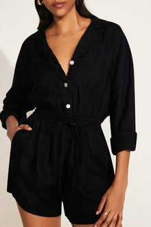 The Getaway Romper | Black EcoLinen