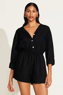 The Getaway Romper | Black EcoLinen