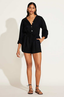 The Getaway Romper | Black EcoLinen