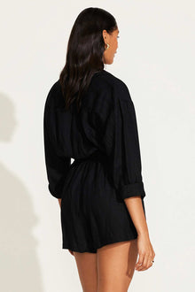 The Getaway Romper | Black EcoLinen