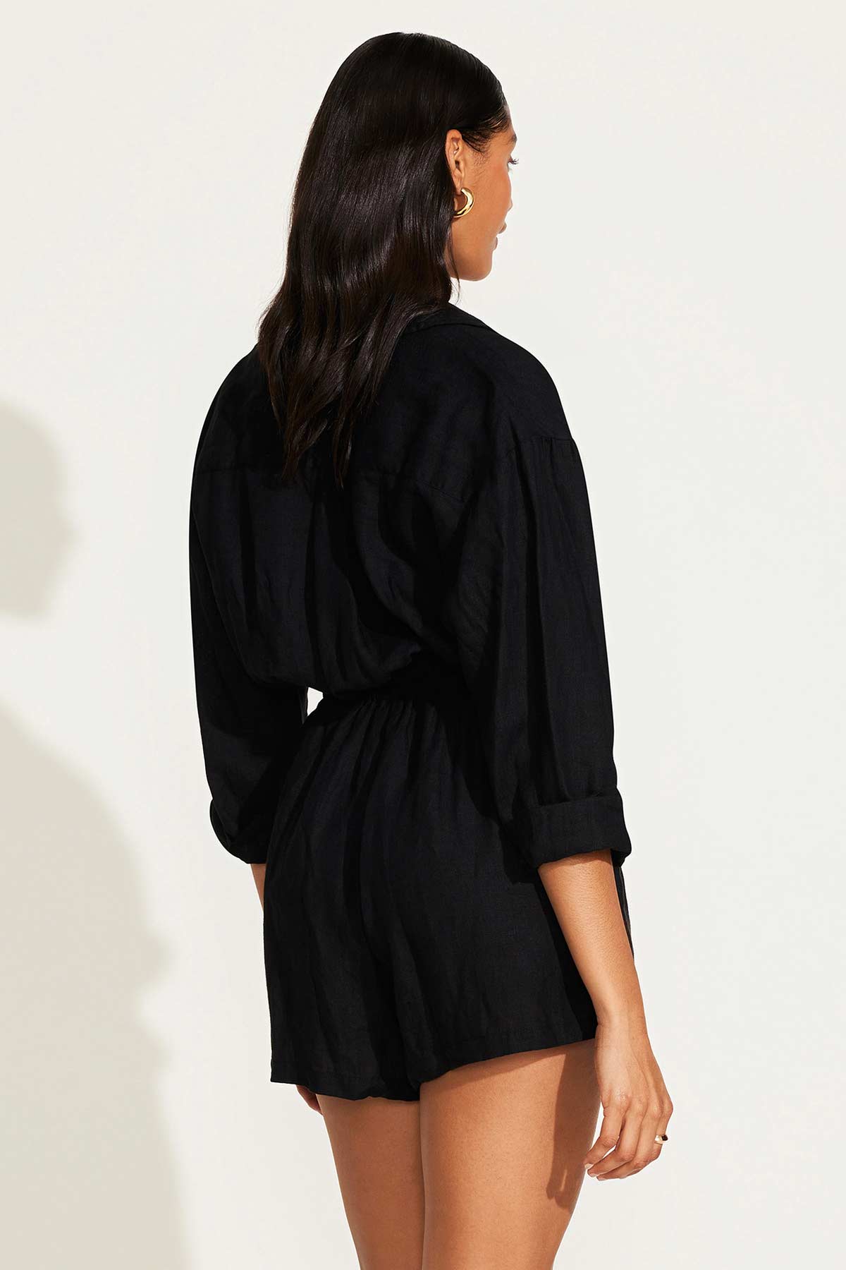 The Getaway Romper | Black EcoLinen