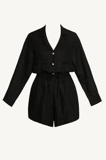 The Getaway Romper | Black EcoLinen