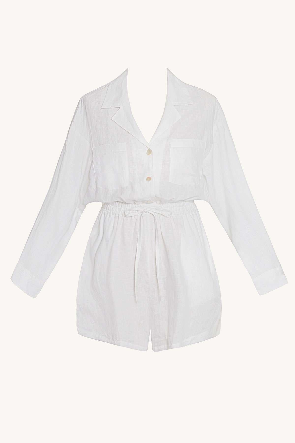 The Getaway Romper | White EcoLinen