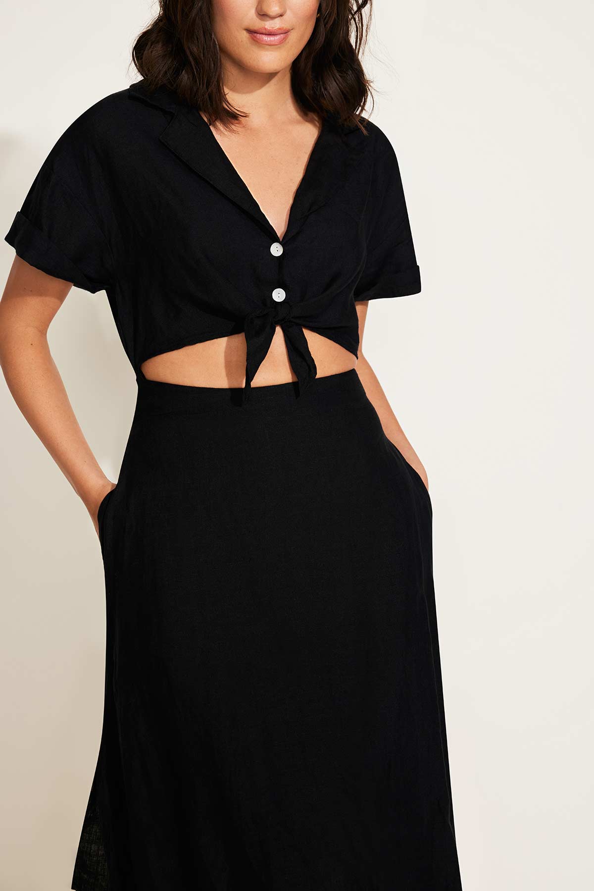 Playa Cut Out Dress | Black EcoLinen