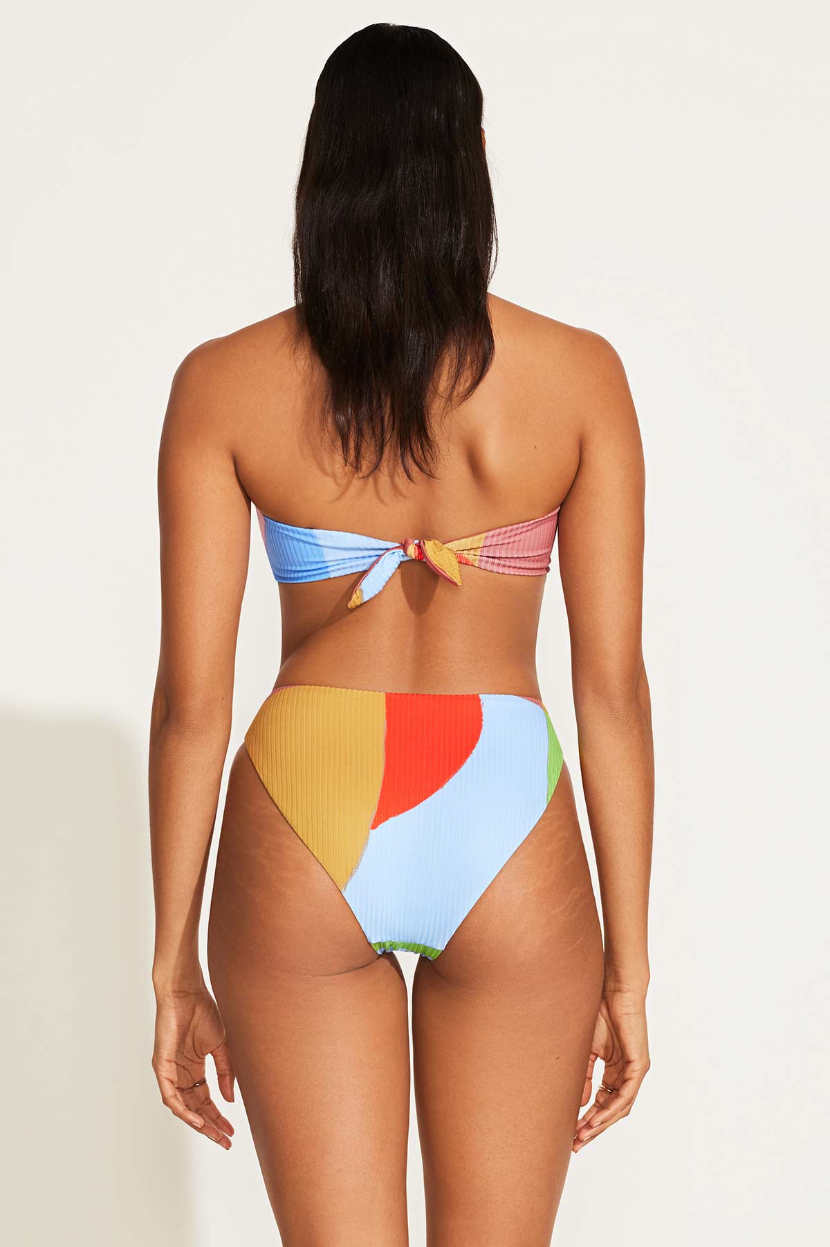 Cali High Leg Full Printed Bottom | Abstract Colorblock EcoRib BT